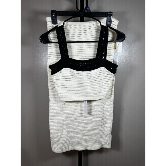 NWT House Of Harlow S Knit Beige/black Two Piece Set MIDI Skirt Top - Picture 1 of 12